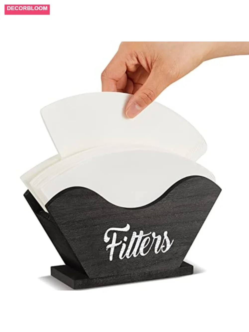 Farmhouse Wooden Coffee Filter Holder Storage Dispenser